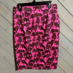 J. Crew "No. 2" Pink Brown Lion Print Pencil Skirt‎ Size 4T